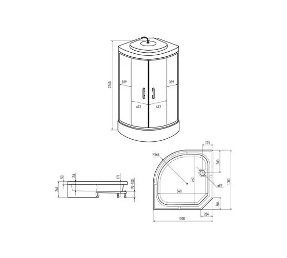 Душевая кабина Erlit ER351026-C3-RUS (1000x1000x2260) Душевая кабина Erlit ER351026-C3-RUS (1000x1000x2260)