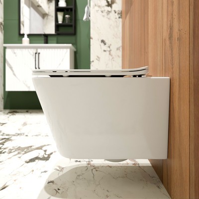 Унитаз подвесной K633 безободковый, сиденье тонкое ДП, крепления 