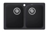 GRANFEST Мойка QUARZ 15  2-чаши 740*480мм черный арт.GF-Z-