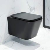 Унитаз подвесной K633BM черный матовый безободковый, сиденье тонкое ДП, крепления 