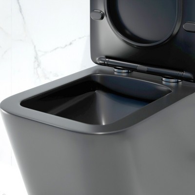 Унитаз подвесной K633BM черный матовый безободковый, сиденье тонкое ДП, крепления 