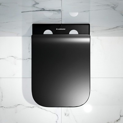 Унитаз подвесной K633BM черный матовый безободковый, сиденье тонкое ДП, крепления 