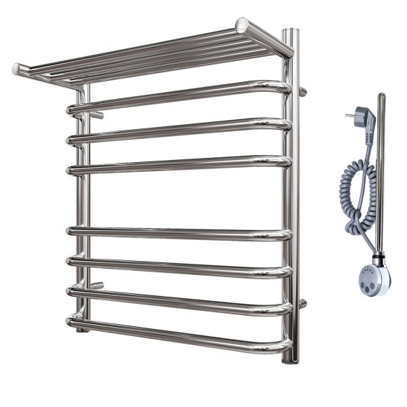 Полотенцесушитель электрический Point Нептун PN09156SPE П7 500x600 с полкой левый/правый, хром Полотенцесушитель электрический Point Нептун PN09156SPE П7 500x600 с полкой левый/правый, хром