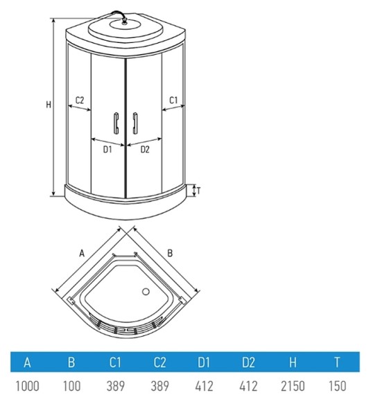 Душевая кабина Erlit ER3510P-C4-RUS (1000x1000x2150) Душевая кабина Erlit ER3510P-C4-RUS (1000x1000x2150)