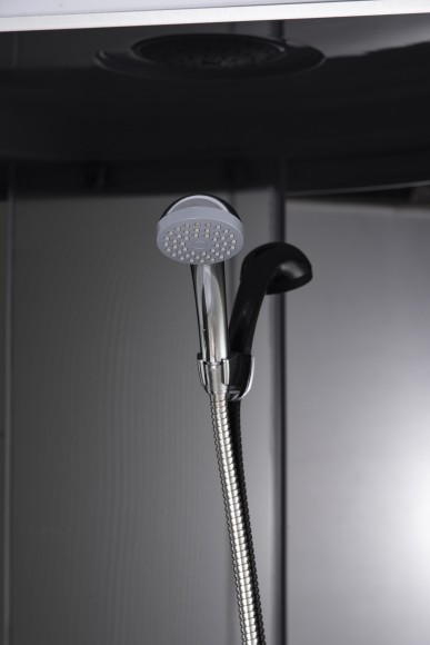 Душевая кабина EvaGold полукруг F901BS (90*90, низ.под., рифл. стек., черн. стен., хром матовый проф. 3к.)