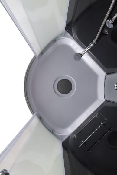 Душевая кабина EvaGold полукруг F901BS (90*90, низ.под., рифл. стек., черн. стен., хром матовый проф. 3к.)