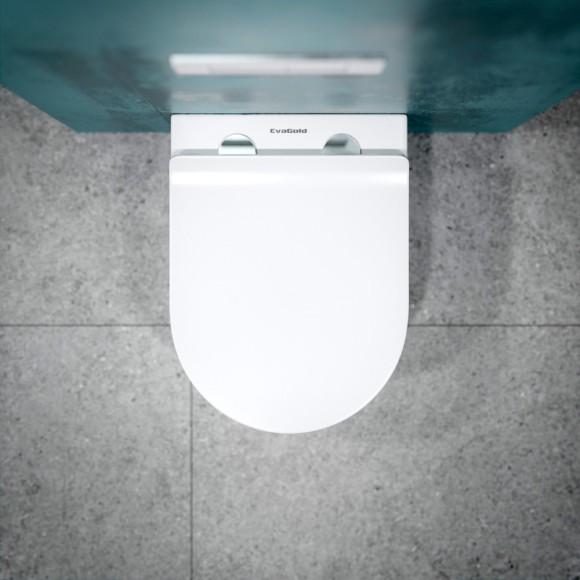 Унитаз подвесной K505MD белый мрамор безободковый, сиденье тонкое ДП, крепления 