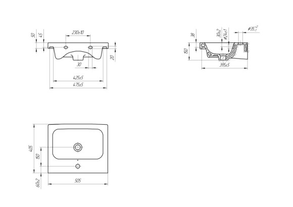 Раковина универсальная COLOUR 50 1 отв.