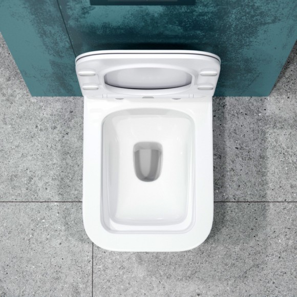 Унитаз подвесной K633MD белый мрамор безободковый, сиденье тонкое ДП, крепления 