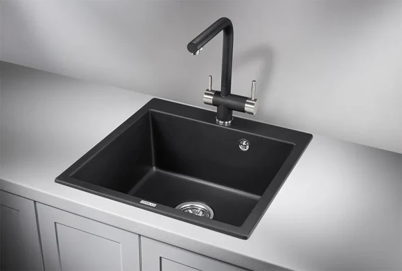 5102, ШВАРЦ (чёрный металлик), кухонная мойка, кварц 5102, ШВАРЦ (чёрный металлик), кухонная мойка, кварц
