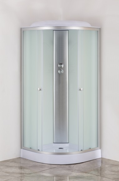 Душевая кабина EvaGold полукруг F101WS (100*100, низ.под., рифл. стек., белая стен., хром матовый проф. 3к.)