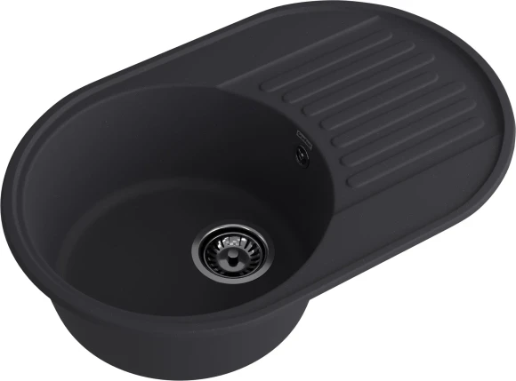 GRANFEST Мойка QUARZ 18  1-чаша+крыло 740*480мм черный арт.GF-Z-