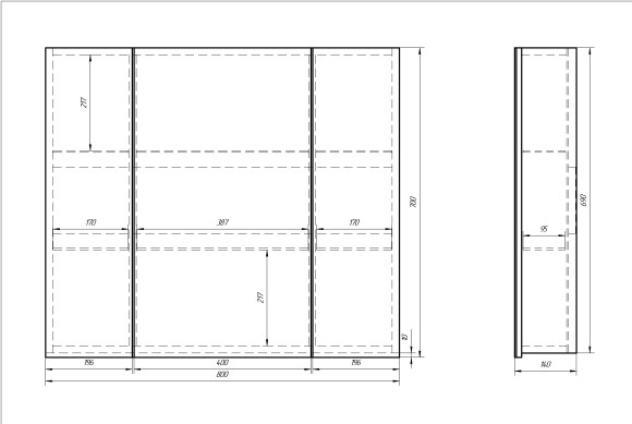 Шкаф зеркальный ALMI, 80 см, 3 дверцы, 6 стеклянных полок, белый