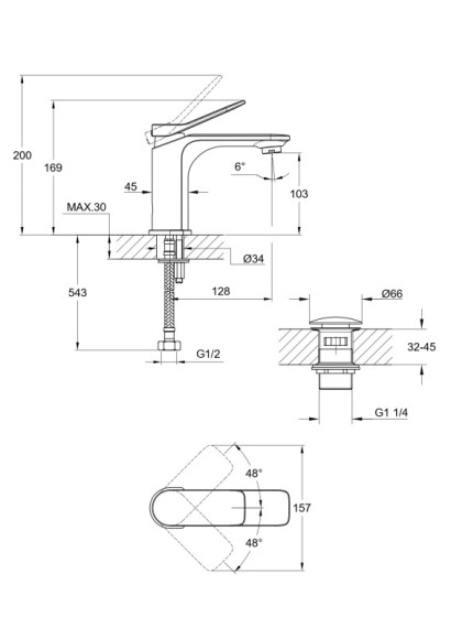 Смеситель для раковины ODRA однорычажный клик клак Смеситель для раковины ODRA однорычажный клик клак