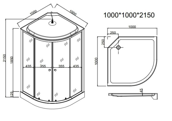 Душевая кабина EvaGold полукруг F101BS (100*100, низ.под., рифл. стек., черн. стен., хром матовый проф. 3к.) Душевая кабина EvaGold полукруг F101BS (100*100, низ.под., рифл. стек., черн. стен., хром матовый проф. 3к.)