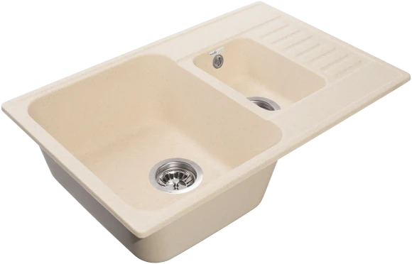 GRANFEST Мойка QUARZ 21К  1,5-чаши+крыло 740*480мм бежевый арт.GF-Z-