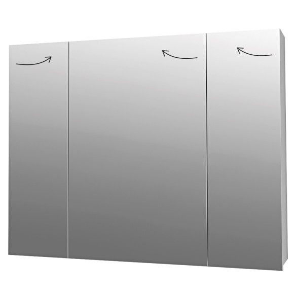 Шкаф зеркальный ALMI, 90 см, 3 дверцы, 6 стеклянных полок, белый Шкаф зеркальный ALMI, 90 см, 3 дверцы, 6 стеклянных полок, белый
