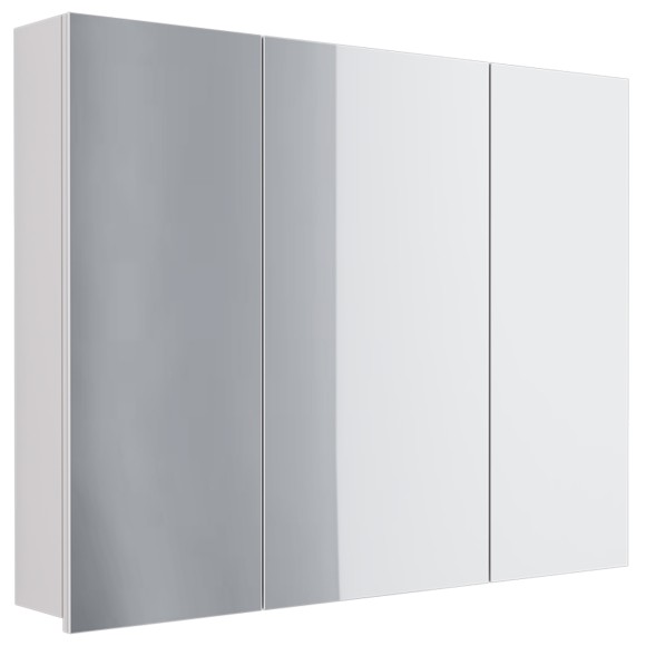 Шкаф зеркальный ALMI, 90 см, 3 дверцы, 6 стеклянных полок, белый Шкаф зеркальный ALMI, 90 см, 3 дверцы, 6 стеклянных полок, белый