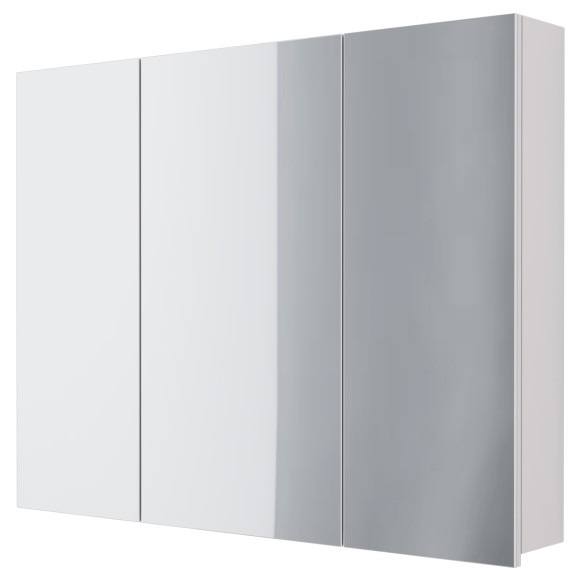 Шкаф зеркальный ALMI, 90 см, 3 дверцы, 6 стеклянных полок, белый Шкаф зеркальный ALMI, 90 см, 3 дверцы, 6 стеклянных полок, белый