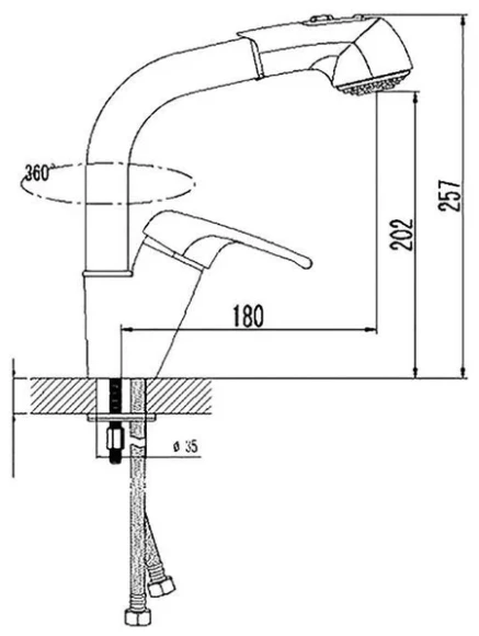 Смеситель кухонный TOLERO Высокая Лейка (серый №701)