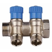 Коллектор с вентилями 3/4 2 выхода 1/2 синий COMPIPЕ