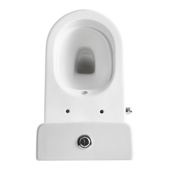 A2801B Унитаз-компакт, безободковый с биде, сиденье тонкое ДП, крепления, арматура, гориз. выпуск 