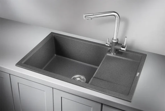 7805, ГРАФИТ (ЧЁРНО-СЕРЫЙ), кухонная мойка, кварц