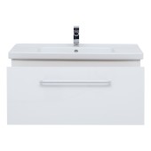 Тумба BIG INN, 80 см, подвесная, 1 ящик + выдвижной внутренний ящик, белый глянец