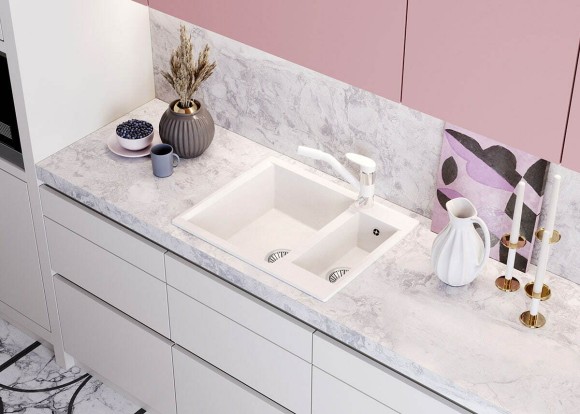 Кухонная мойка Polygran BRIG-620 №36 Белый Хлопок