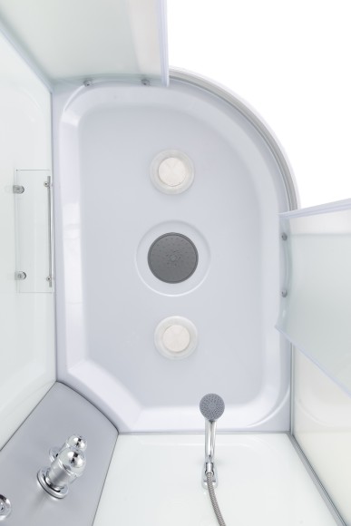 Душевая кабина EvaGold прямоугольная левая F122WS-L (80*120 высок.под.,рифл.стек.,белая стен.,хром матовый проф.3к)