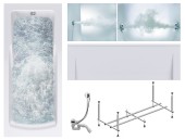 Комплект Акриловая ванна TIMO HELLA1775+Каркас + Слив-перелив+Гидромассаж 6 форсунок+Гидромассаж спины 3 форсунки+Фронтальная панель