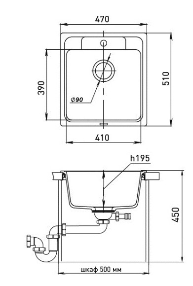 EWIGSTEIN Мойка ELEGANT 50  1-чаша 518*478мм бежевый арт.EW-