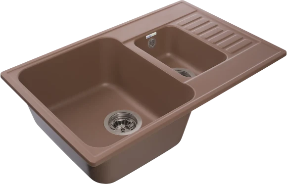 GRANFEST Мойка QUARZ 21К  1,5-чаши+крыло 740*480мм терракот арт.GF-Z-
