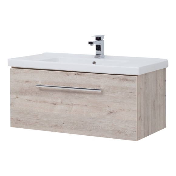 Тумба BIG INN, 80 см, подвесная, 1 ящик + выдвижной внутренний ящик, дуб кантри