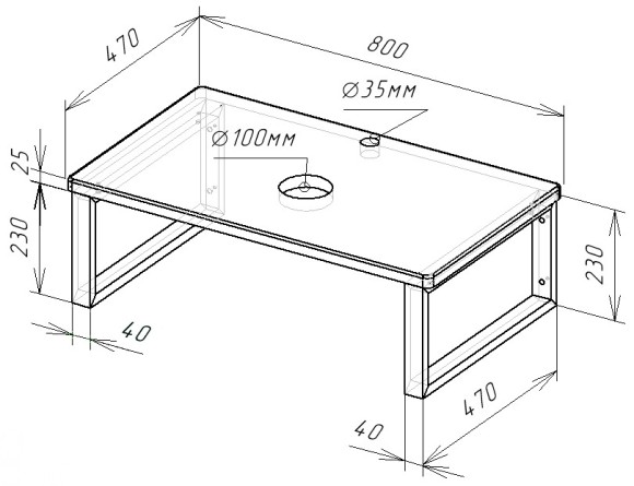 800 Столешница 800*470*25 (дуб вотан) 800 Столешница 800*470*25 (дуб вотан)