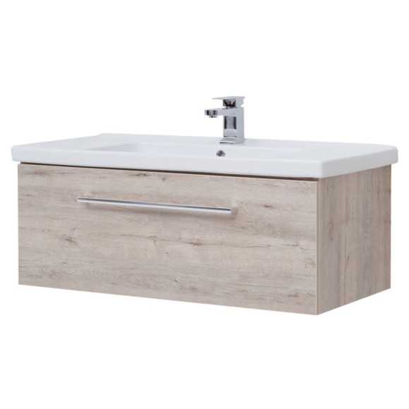 Тумба BIG INN, 100 см, подвесная, 1 ящик + выдвижной внутренний ящик, дуб кантри