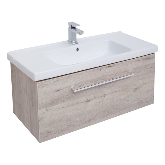 Тумба BIG INN, 100 см, подвесная, 1 ящик + выдвижной внутренний ящик, дуб кантри