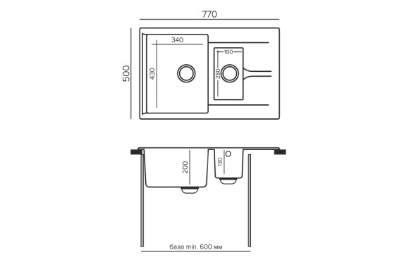 Кухонная мойка Polygran BRIG-770 №14 Серый