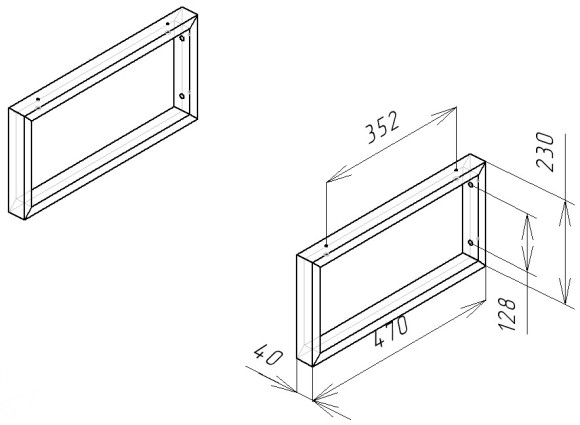 Кронштейн (комплект) подвесной для столешницы 40*230*470  (цвет черный)