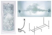 Комплект Акриловая ванна TIMO HELLA1880+Каркас + Слив-перелив+Гидромассаж 6 форсунок