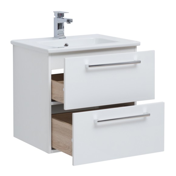 Тумба GIO, 60 см, подвесная, 2 ящика, белый глянец