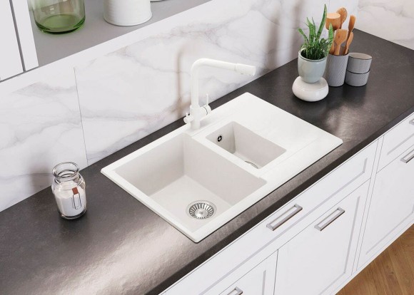Кухонная мойка Polygran BRIG-770 №36 Белый Хлопок