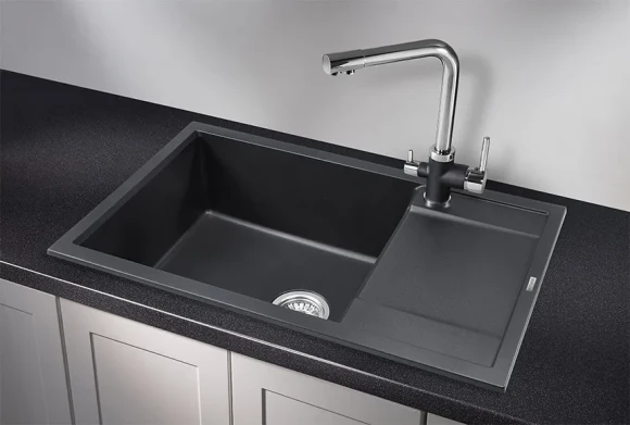 7805, ЧЁРНЫЙ, кухонная мойка, кварц