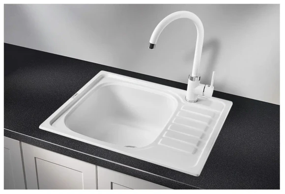 5801, АРКТИК (БЕЛЫЙ)  кухонная мойка, кварц