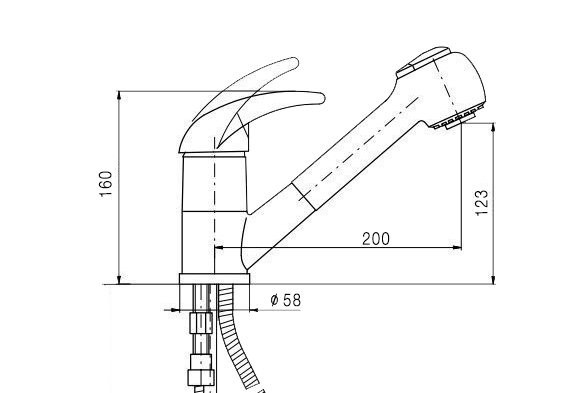 Смеситель кухонный TOLERO Лейка (сер. мет. №001)