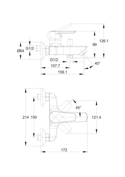 Смеситель для ванны VERO однорычажный