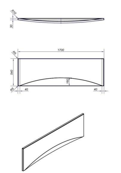 Панель для ванны фронтальная VIRGO 170 Панель для ванны фронтальная VIRGO 170