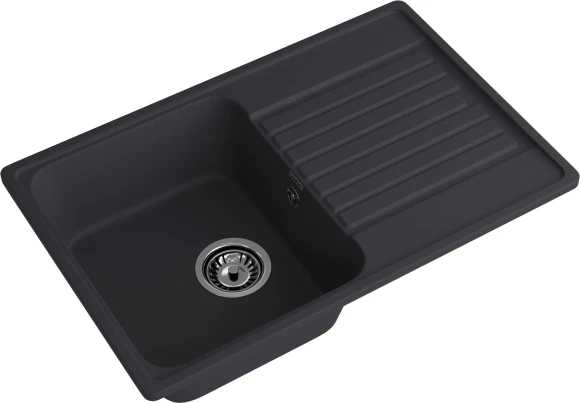 GRANFEST Мойка QUARZ 78  1-чаша+крыло 740*480мм черный арт.GF-Z-