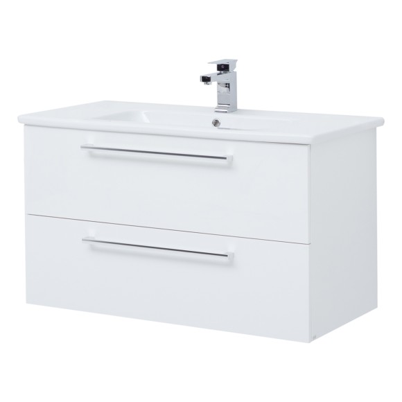 Тумба GIO, 100 см, подвесная, 2 ящика, белый глянец