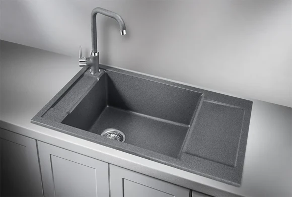 7806, ГРАФИТ (ЧЁРНО-СЕРЫЙ), кухонная мойка, кварц